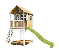 Axi Maisonnette Sarah Brun Blanc Avec Toboggan Vert Et Bac À Sable