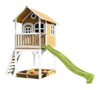 AXI Maisonnette SARAH Brun Blanc avec toboggan Vert et bac à sable Vert G