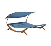 AXI Mallorca Chaise longue de jardin en bois pour 2 personnes | Lit de Jardin XXL avec toit solaire pour l'extérieur | Bain de soleil double en bleu