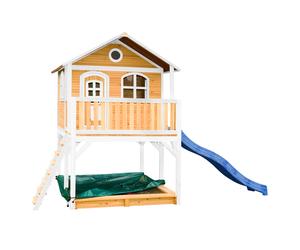 AXI Marc Maison Enfant avec Bac à Sable & Toboggan bleu | Aire de Jeux pour l'extérieur en marron & Blanc | Maisonnette / Cabane de Jeu en Bois FSC