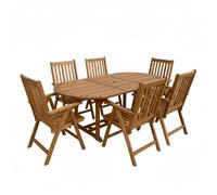 AXI Marzi/Nuria Ensemble de jardin, 7 pièces - 6 personnes | Table à manger en teck avec plateau ovale extensible | Avec 6 chaises à dossier réglable | Pour l'extérieur