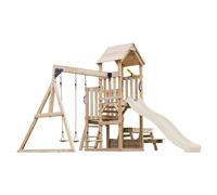 Axi Mette Aire De Jeux En Bois Avec 2 Balançoires, Toboggan Crème, Table De Pique Nique / Aire De Jeux Extérieur Avec Balançoires/ Bac À Sable/Téléscope| Portique Balançoire/Jeux En Bois Extérieur