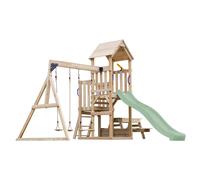 Axi Mette Aire De Jeux En Bois Avec 2 Balançoires, Toboggan Vert Pastel, Table De Pique Nique / Aire De Jeux Extérieur Avec Balançoires/ Bac À Sable/Téléscope| Portique Balançoire/Jeux En Bois Extérie