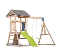 AXI Mia Aire de Jeux en Bois avec 2 Balançoires, Toboggan Jaune/Aire de Jeux Extérieur, Bac à Sable, Mur d'escalade | Portique Balançoire/Jeux en Bois Extérieur