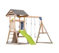 AXI Mia Aire de Jeux en Bois avec 2 Balançoires, Toboggan Jaune/ Aire de Jeux Extérieur, Bac à Sable, Mur d'escalade | Portique