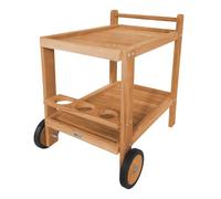 AXI Miri Chariot de Service en Bois de Teck avec 2 Etagères et Porte-Bouteilles | Desserte de Cuisine à roulettes pour Jardin, Balcon, Terrasse | pour Extérieur/Intérieur | 70 x 48 x 70 cm