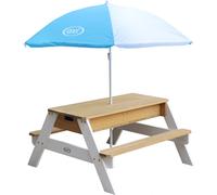 AXI Nick Table de pique-nique en bois pour enfants avec sable et eau | Table de jeux d'eau & table de sable avec couvercle et récipients | Table pour enfants / table de boue en brun &
