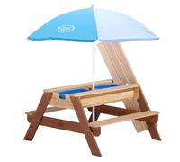 AXI Nick Table de Sable & d'eau en Bois Marron | Table de Jeu Pique-Nique avec Couvercle, Bacs de Rangement & Parasol, Certifié FSC, 95 x 97,7 x 48,7 cm