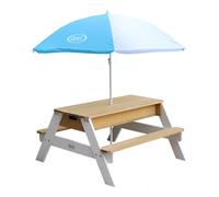 Table Sable et Eau Nick brun blanc avec parasol Axi