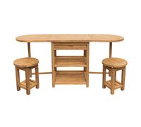 AXI Nomani Ensemble de Bar en Teck, Pliable, avec 2 tabourets | Meuble jardin / Avec espace de rangement | Table d'extérieur avec assises