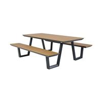 AXI Nori Table de Pique-Nique en Teck & Anthracite pour 6 Personnes - 200 x 190 cm | Table de Pique-Nique/Picnic Table/Banc de Pique-Nique pour Adultes en Aluminium & polywood