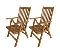 Axi Nuria Ensemble De 2 Chaises De Jardin Pliables Et Réglables, Bois De Teck | 2 Assises De Balcon Pour Terrasse / Balcon / Extérieur