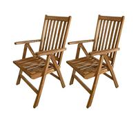 AXI Nuria Ensemble de 2 Chaises de Jardin Pliables et réglables, Bois de Teck | 2 Assises de Balcon pour Terrasse/Balcon/Extérieur