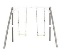 Portique en bois avec balançoire siège nid rond gris/blanc TU