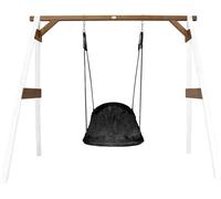AXI Portique en Bois Blanc/marron avec Balançoire - siège Nid Ovale