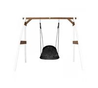 AXI Portique en Bois Blanc/marron avec Balançoire - siège Nid Ovale