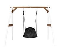 AXI Portique en Bois Blanc/marron avec Balançoire - siège Nid Ovale