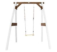 AXI Portique en Bois FSC Blanc / Marron avec Balançoire Enfant | Balançoire pour l'extérieur / le jardin
