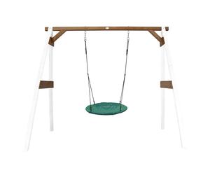 AXI Portique en Bois FSC Blanc / Marron avec Balançoire Nid d’Oiseau Enfant 100 cm Summer | Balançoire ronde pour le jardin