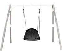AXI Portique en Bois FSC Gris / Blanc avec Balançoire Nid d’Oiseau Enfant 100 cm Roxy | Balançoire ronde pour le jardin
