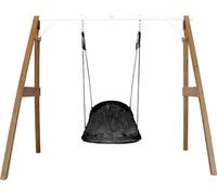 AXI Portique en Bois FSC Marron / Blanc avec Balançoire Nid d’Oiseau Enfant 100 cm Roxy | Balançoire ronde pour le jardin
