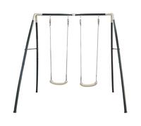 AXI Portique balançoire métallique double pour 2 enfants 210×210×217 cm Blanche & Grise