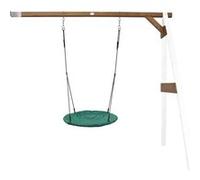 AXI Portique mural en bois Blanc Marron avec balancoire siege nid rond Marron G