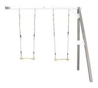 AXI Portique mural en bois Gris Blanc 2 balançoires 160x244x207cm Beige G
