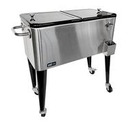 AXI Retro Cooler Inox | Réfrigérateur de boissons mobile pour l’extérieur / le jardin | Glacière 76 litre