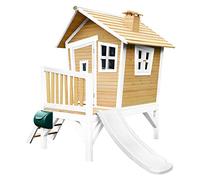 AXI – Maisonnette enfant Robin – en bois, toboggan blanc, extérieur – Marron et blanc