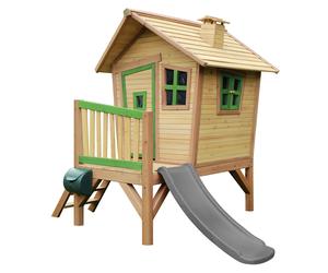 Axi Robin Maison Enfant Avec Toboggan Gris | Aire De Jeux Pour L'Extérieur En Marron & Vert | Maisonnette / Cabane De Jeu En Bois Fsc