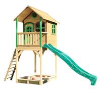 AXI Romy Maison Enfant avec Bac à Sable & Toboggan Vert | Aire de Jeux pour l'extérieur en marron & Vert | Maisonnette / Cabane de Jeu en Bois