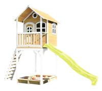 AXI Romy Maison Enfant avec Bac à Sable & Toboggan Vert clair | Aire de Jeux pour l'extérieur en blanc & marron| Maisonnette / Cabane de Jeu en Bois