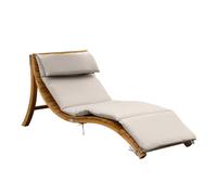 AXI Salina chaise longue de jardin en bois, Beige | Transat avec pare-soleil amovible & coussin pour l'extérieur | Bain de soleil individuelle avec toit solaire résistant aux intempéries