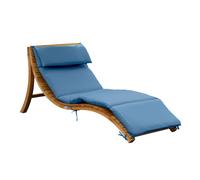 AXI Salina chaise longue de jardin en bois, Bleu | Transat avec pare-soleil amovible & coussin pour l'extérieur | Bain de soleil individuelle avec toit solaire résistant aux intempéries
