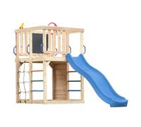 AXI Sam Aire de Jeux en Bois, Toboggan Bleu | Structure d'escalade pour Enfants avec Mur d'escalade, Filet et Barres de Suspension | Accessoires Inclus | Équipement de Jeux pour Le Jardin