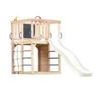 AXI Sam Aire de Jeux en Bois, Toboggan Crème | Structure d'escalade pour Enfants avec Mur d'escalade, Filet et Barres de Suspension | Accessoires Inclus | Équipement de Jeux pour Le Jardin