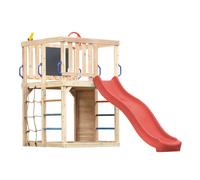 AXI Sam Aire de Jeux en Bois, Toboggan Rouge | Structure d'Escalade pour Enfants avec Mur d'escalade, Filet et Barres de Suspension | Accessoires inclus | Équipement de jeux pour le jardin