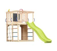 AXI Sam Aire de Jeux en Bois, Toboggan Vert Citron | Structure d'escalade pour Enfants avec Mur d'escalade, Filet et Barres de Suspension | Accessoires Inclus | Équipement de Jeux pour Le Jardin