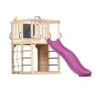 AXI Sam Aire de Jeux en Bois, Toboggan Violet | Structure d'escalade pour Enfants avec Mur d'escalade, Filet et Barres de Suspension | Accessoires Inclus | Équipement de Jeux pour Le Jardin