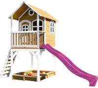 AXI Sarah Maison Enfant avec Bac à Sable & Toboggan rose | Aire de Jeux pour l'extérieur en marron & blanc | Maisonnette / Cabane de Jeu en Bois FSC