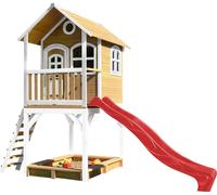 AXI Sarah Maison Enfant avec Bac à Sable & Toboggan rouge | Aire de Jeux pour l'extérieur en marron & blanc | Maisonnette / Cabane de Jeu en Bois FSC