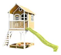 AXI Sarah Maison Enfant avec Bac à Sable & Toboggan vert clair | Aire de Jeux pour l'extérieur en marron & blanc | Maisonnette / Cabane de Jeu en Bois FSC
