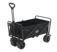 AXI SB131 Chariot de Plage Pliable Noir | Chariot de Transport pliable avec Barre de Traction, Sangle, Housse, Poche intérieure et Porte-Boissons - Pneus en Caoutchouc PP | Capacité : 100 l