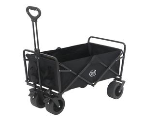 Axi Sb131 Chariot De Plage Pliable Noir | Chariot De Transport Pliable Avec Barre De Traction, Sangle, Housse, Poche Intérieure Et Porte-Boissons - Pneus En Caoutchouc Pp | Capacité : 100 L