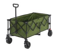 AXI SB141 Chariot de Plage Pliable Vert | Chariot de Transport avec Barre de Traction, Sangle, Housse, Poche Intérieure et Porte-Boissons - Pneus en Caoutchouc PP | Capacité : 180 l