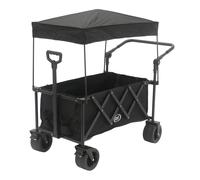 AXI SB221 Chariot de Plage Pliable avec Toit Noir | Chariot de Transport avec Barre de Traction et de Poussée, Sangle, Housse et Porte-Boissons - Pneus en Caoutchouc PP | Capacité : 130 l