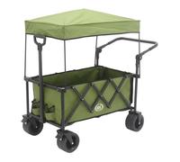 AXI SB221 Chariot de Plage Pliable avec Toit Vert | Chariot de Transport avec Barre de Traction et de Poussée, Sangle, Housse et