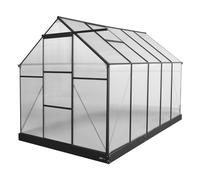 AXI Simon Serre de jardin en aluminium et polycarbonate noir | Pépinière avec porte coulissante et fenêtre | Résistante à l'hiver | Avec drainage intégré | 310 x 190 x 207 cm