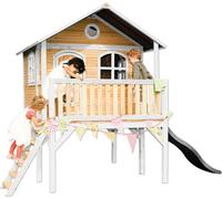 AXI Sophie Maison Enfant avec Toboggan Gris | Aire de Jeux pour l'extérieur en marron & Blanche | Maisonnette / Cabane de Jeu en Bois